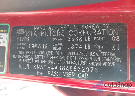 2010 Kia Rio Lx from USA, damaged, VIN KNADH4A38A6632976